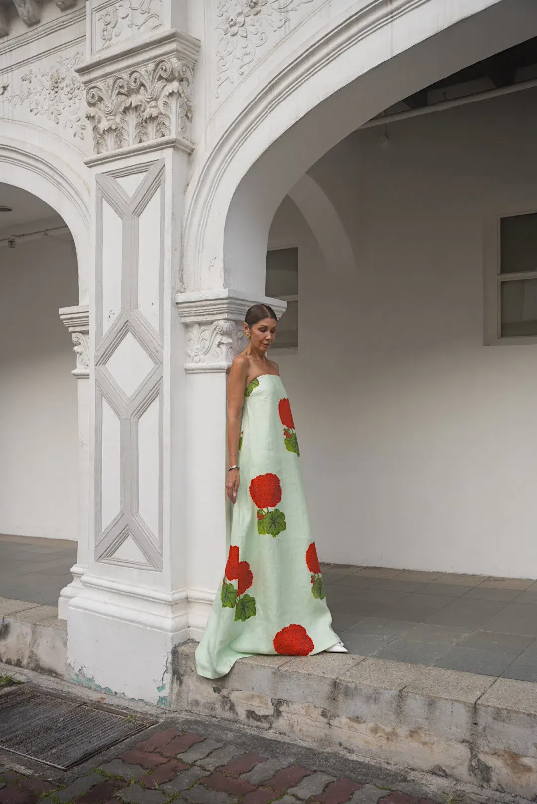 Oroton Posie Gown Geranium Floral Print Size AU 6 for rent on The Volte - main image