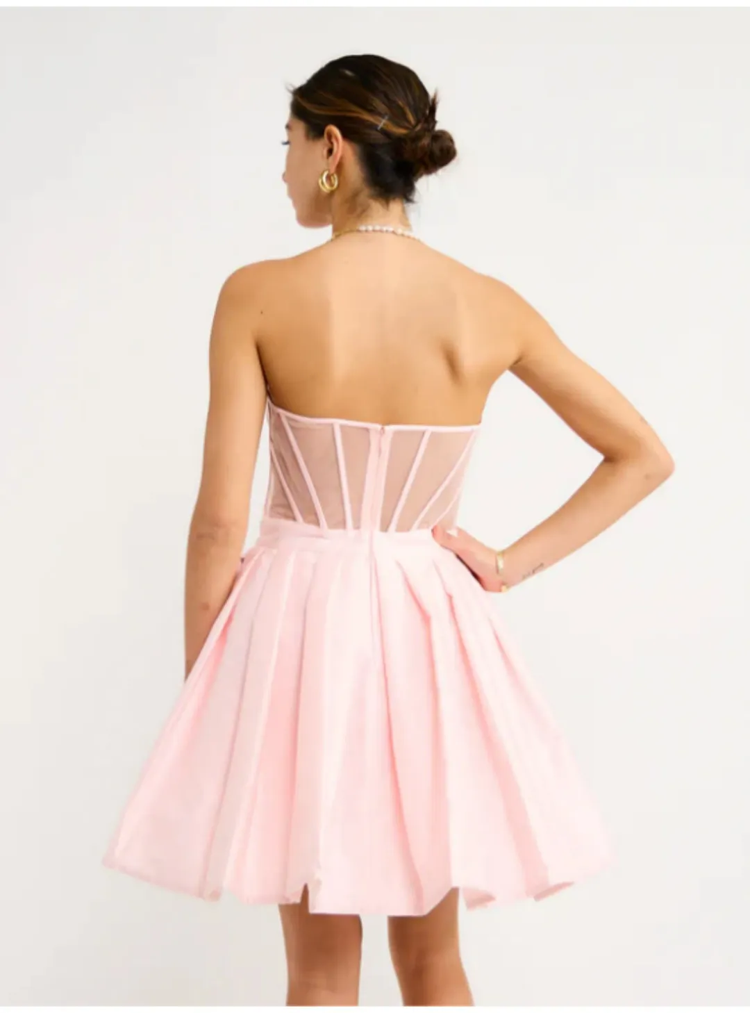Leo Lin Eliza Structured Bustier Mini Dress Pink Size AU 8 for rent on The Volte - main image