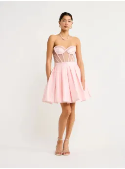 Leo Lin Eliza Structured Bustier Mini Dress Pink Size AU 8 for rent on The Volte - image 1