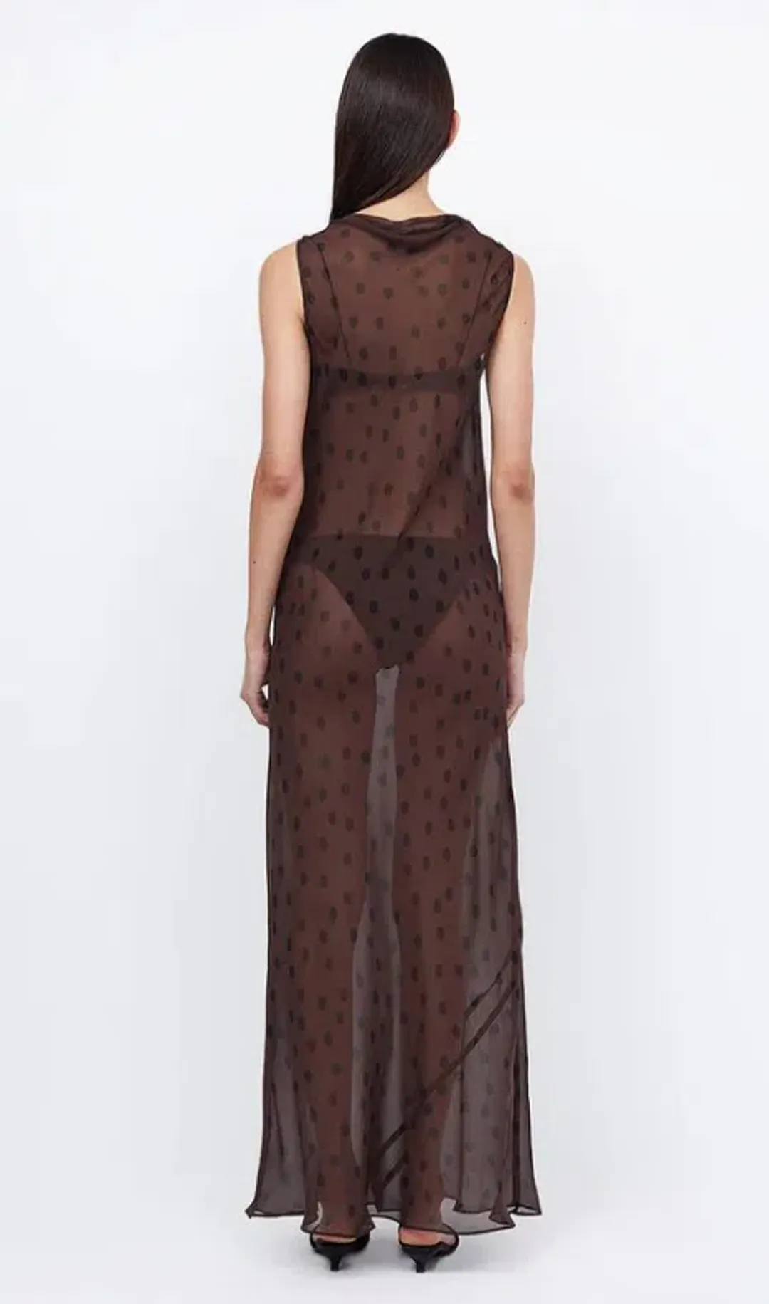 Bec & Bridge Turner Boatneck Sheer Maxi Dress Brown Size AU 10 for rent on The Volte - main image