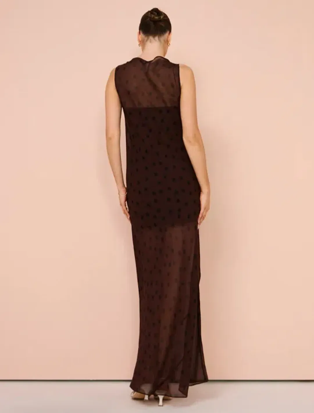 Bec & Bridge Turner Boatneck Sheer Maxi Dress Brown Size AU 10 for rent on The Volte - main image