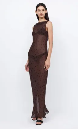 Bec & Bridge Turner Boatneck Sheer Maxi Dress Brown Size AU 10 for rent on The Volte - image 2