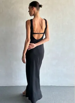 Bec & Bridge Naomi Split Maxi Sheer Mesh Dress in Black Size AU 6 for rent on The Volte - image 3