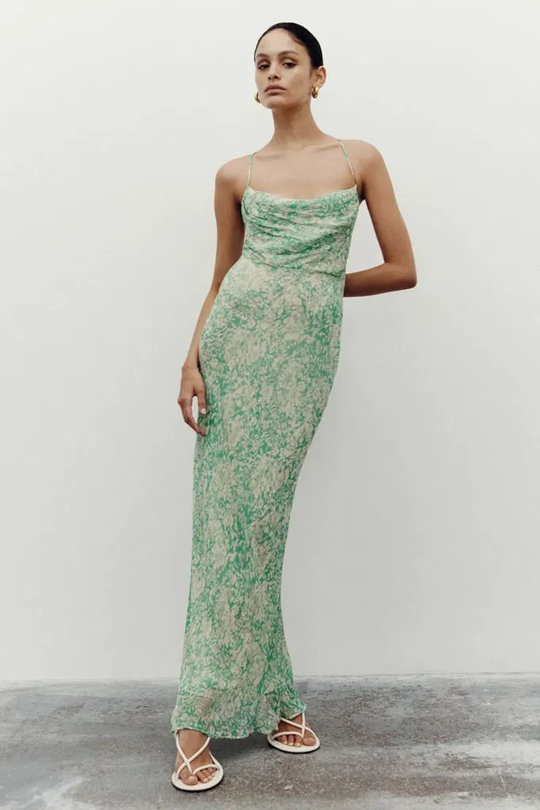 Shona Joy Belvedere Lace Back Bias Maxi Dress Tree Green/Multi AU 8 for rent on The Volte - main image