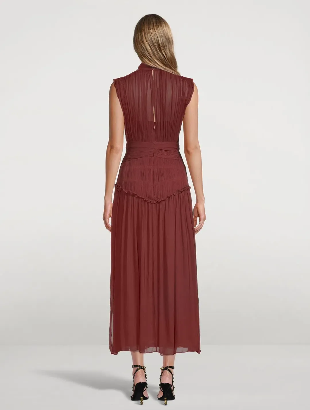 Shona Joy Midi Dress Burgundy Red for rent on The Volte - main image