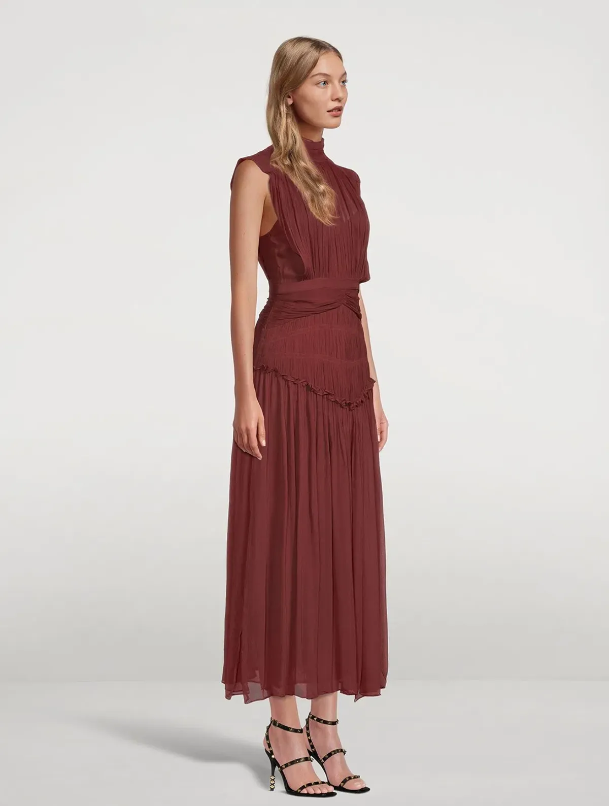 Shona Joy Midi Dress Burgundy Red - Image 2