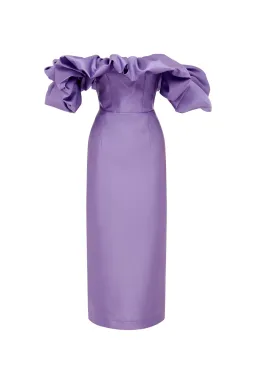Alemais Suzi Off Shoulder Midi Dress Purple Size 8 for rent on The Volte - image 4