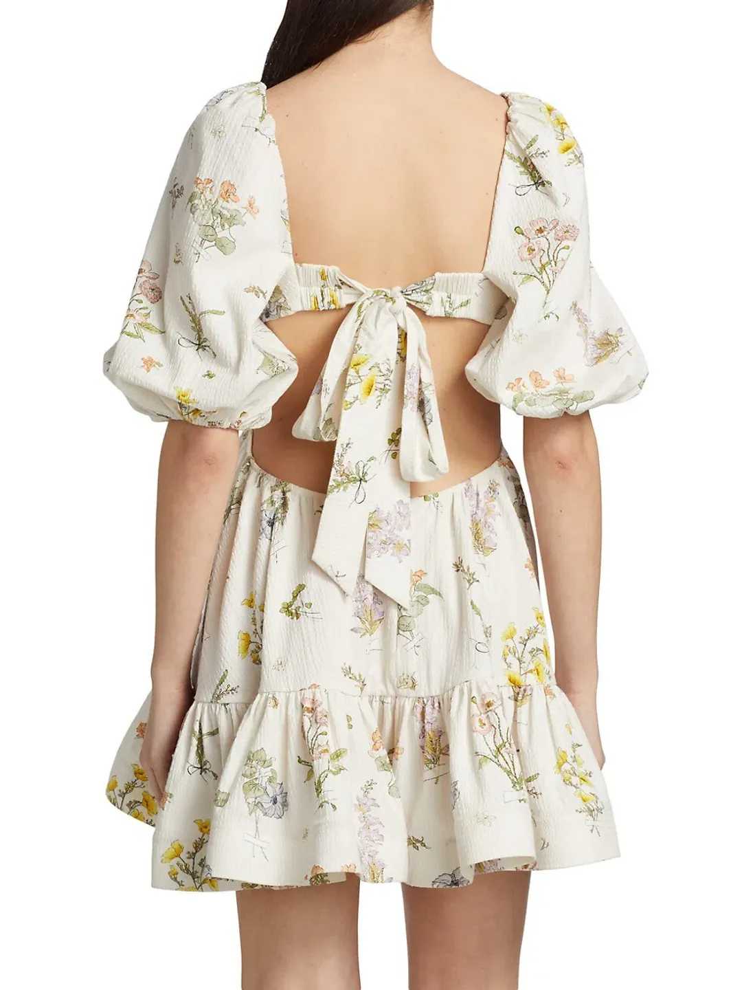 Zimmermann Jeannie Puff Sleeve Mini Dress Floral Size 0/ AU 8 for rent on The Volte - main image