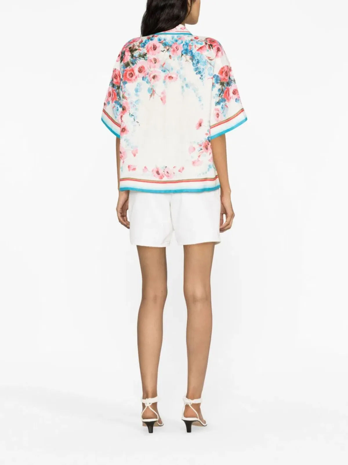 Zimmermann The Halcyon Oversized Shirt in Pink/Blue Floral Size 0/Au 8 - Image 2