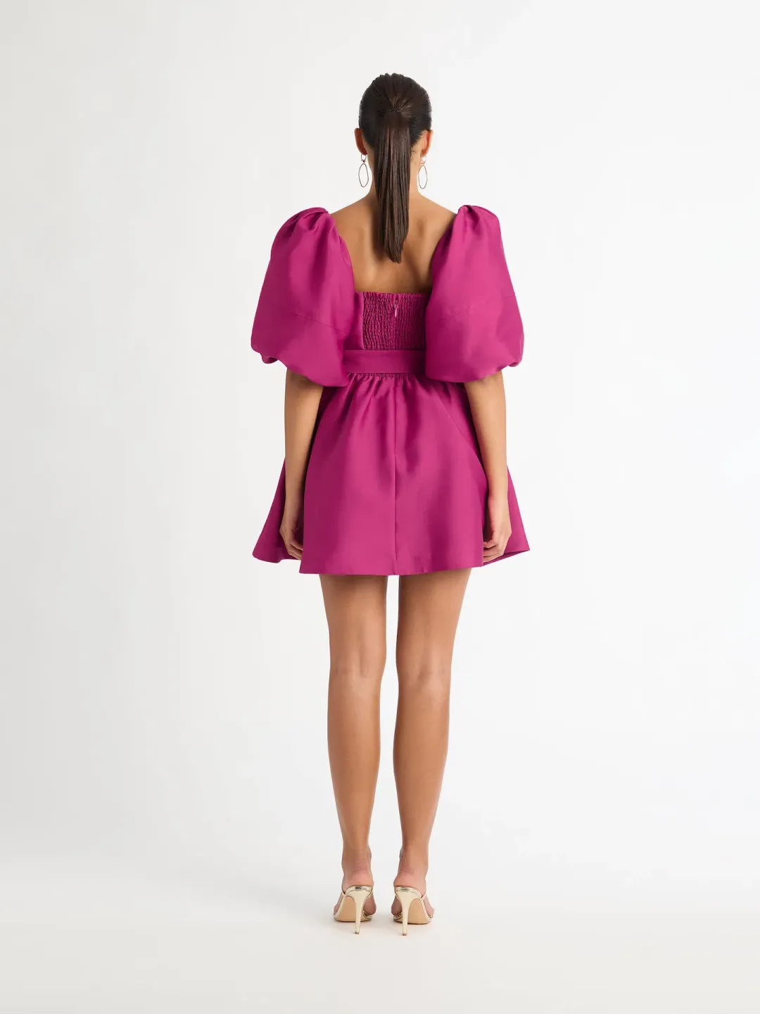 Sheike Sienna Puff Sleeve Mini Dress Raspberry Size 8 for rent on The Volte - main image