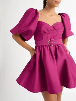 Sheike Sienna Puff Sleeve Mini Dress Raspberry Size 8 for rent on The Volte - image 2