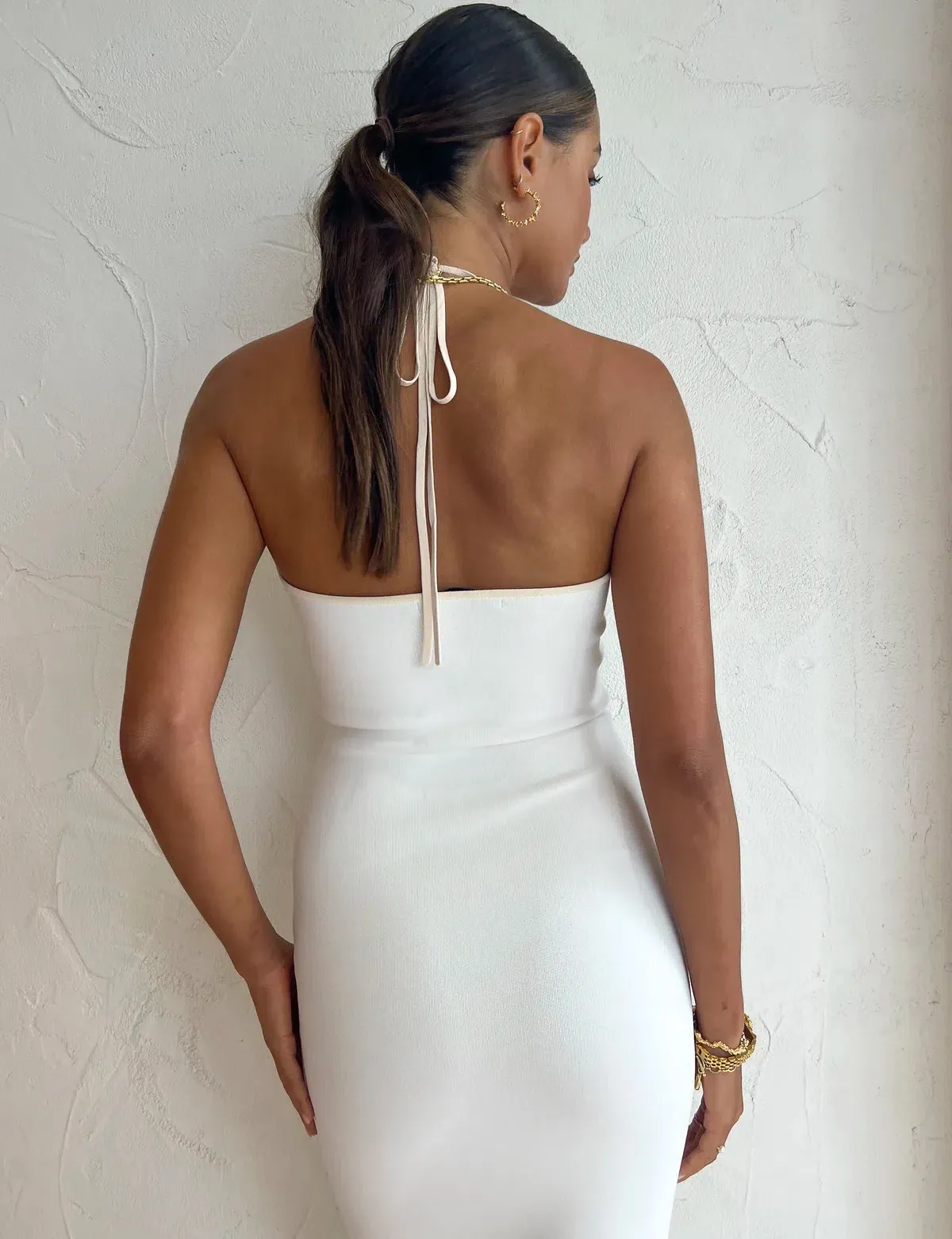 By Johnny Caprera Knit Midi Dress in Ivory Bone Size XS / AU 6 - Image 4