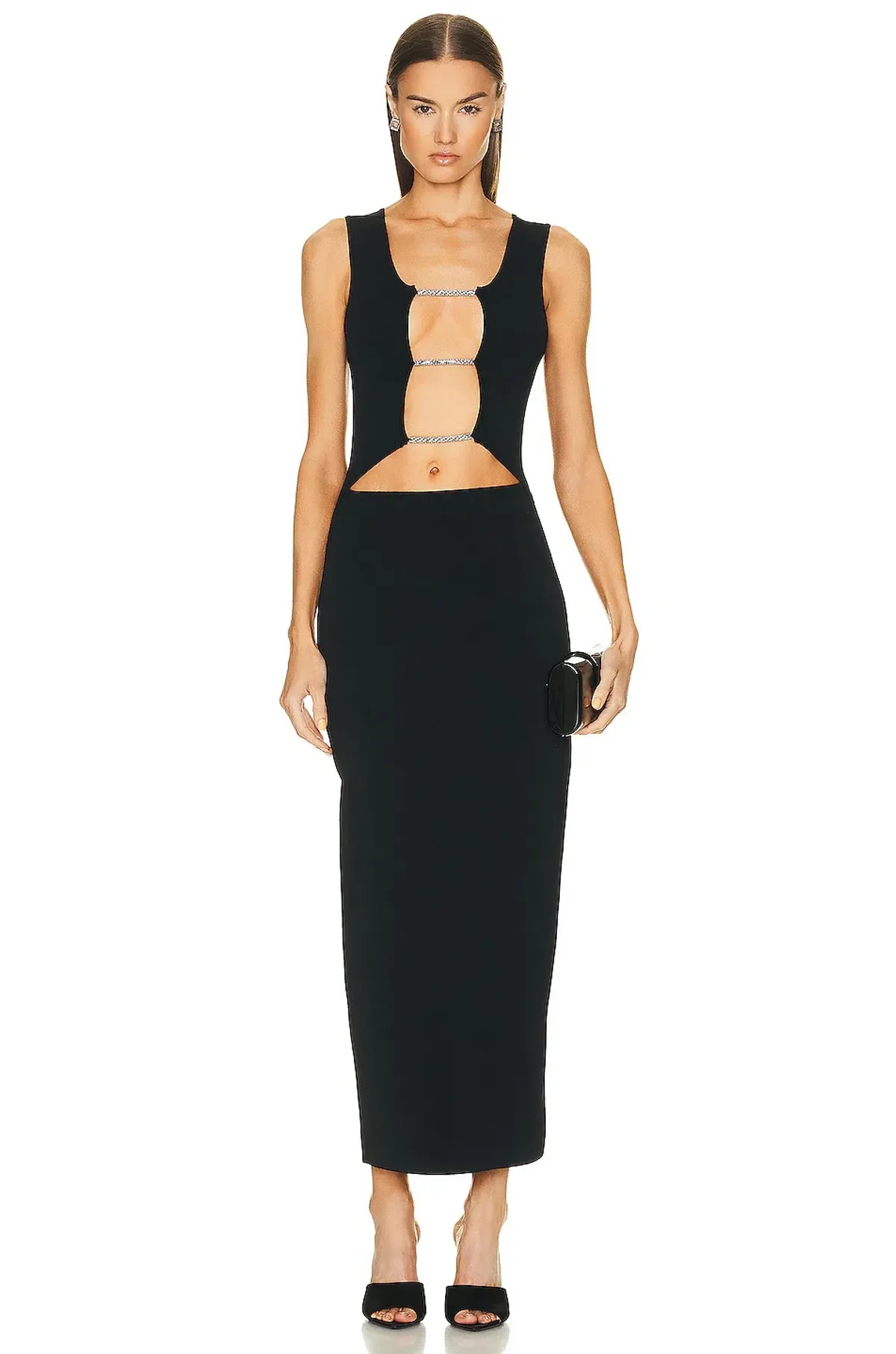 Christopher Esber Crystal Lattice Column Midi Dress Black Size 6 - Image 5