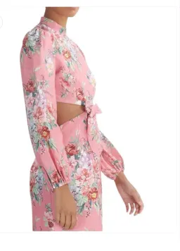 Zimmermann Bellitude Bow Front Mini Dress Pink Floral Size 0P / AU 6 for rent on The Volte - image 3