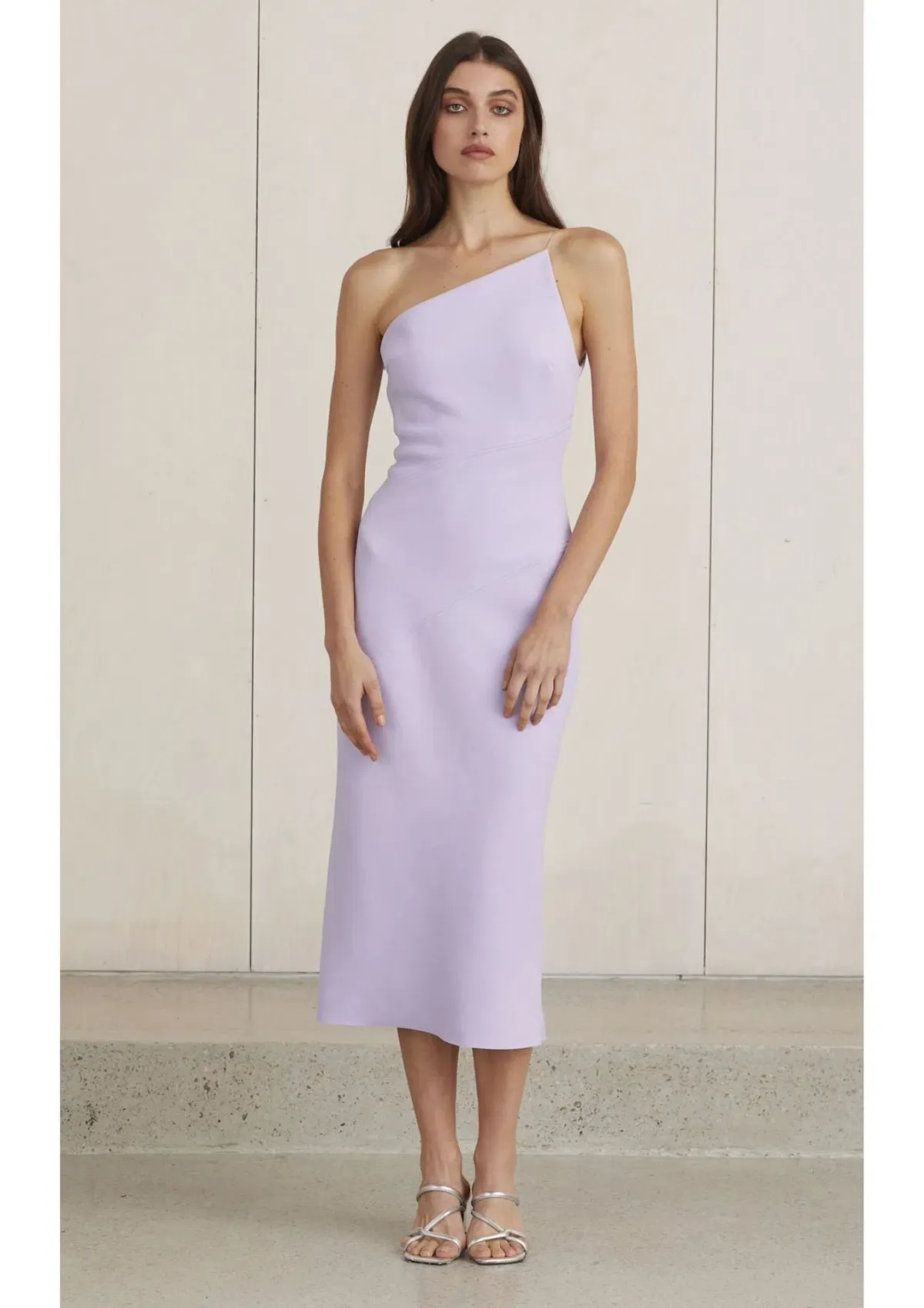 Bec & Bridge Araia Asym Midi Dress Lilac Size AU 6 - Image 1