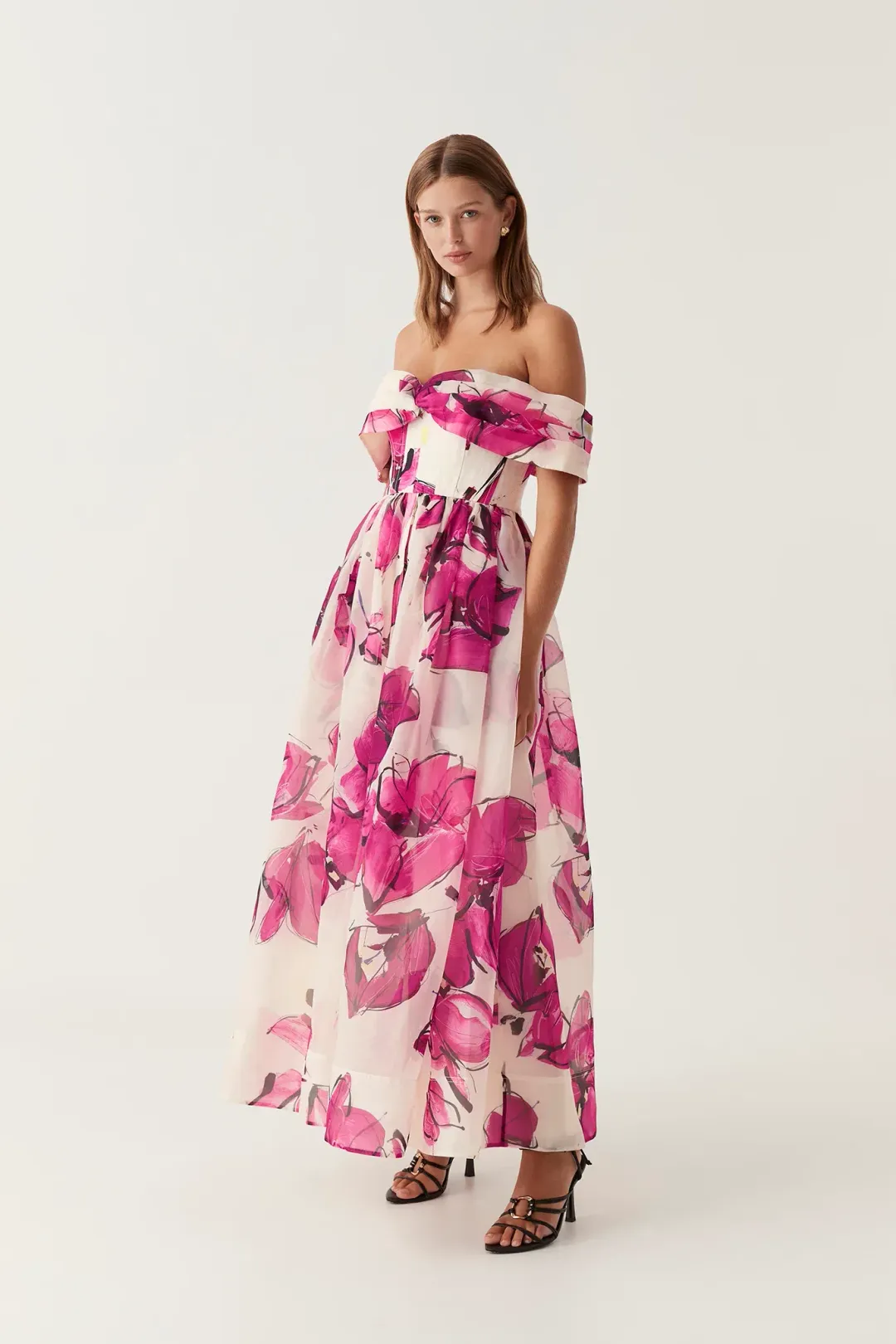 Aje Cordelia Corsetted Maxi Dress Falling Floral Size AU 8 for rent on The Volte - main image