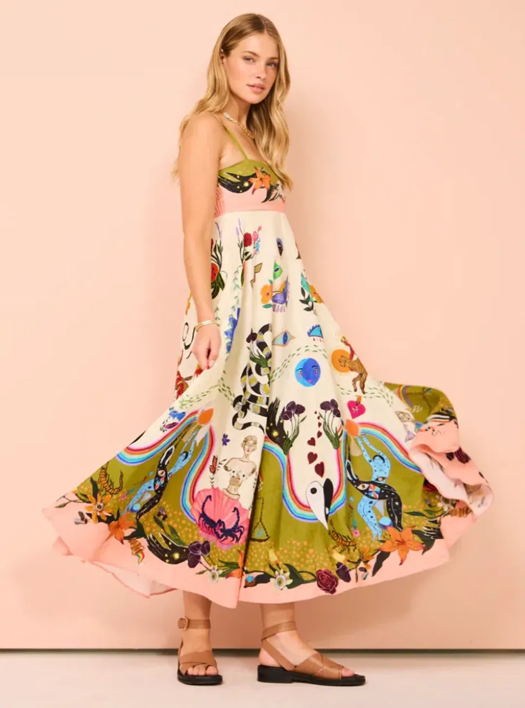 Alemais Evergreen Sundress Multi Size AU 8 for rent on The Volte - main image
