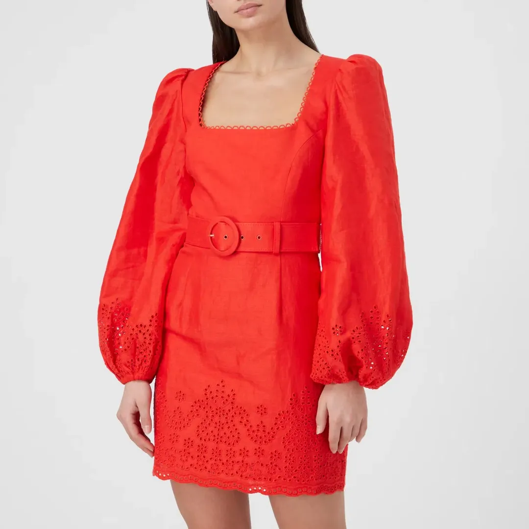 Rebecca Vallance Portia Long Sleeve Mini Dress Red Size AU 4 for rent on The Volte - main image