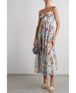 Zimmermann Clover Linen Midi Dress Floral Print Size 2 / AU 12 for rent on The Volte - image 1