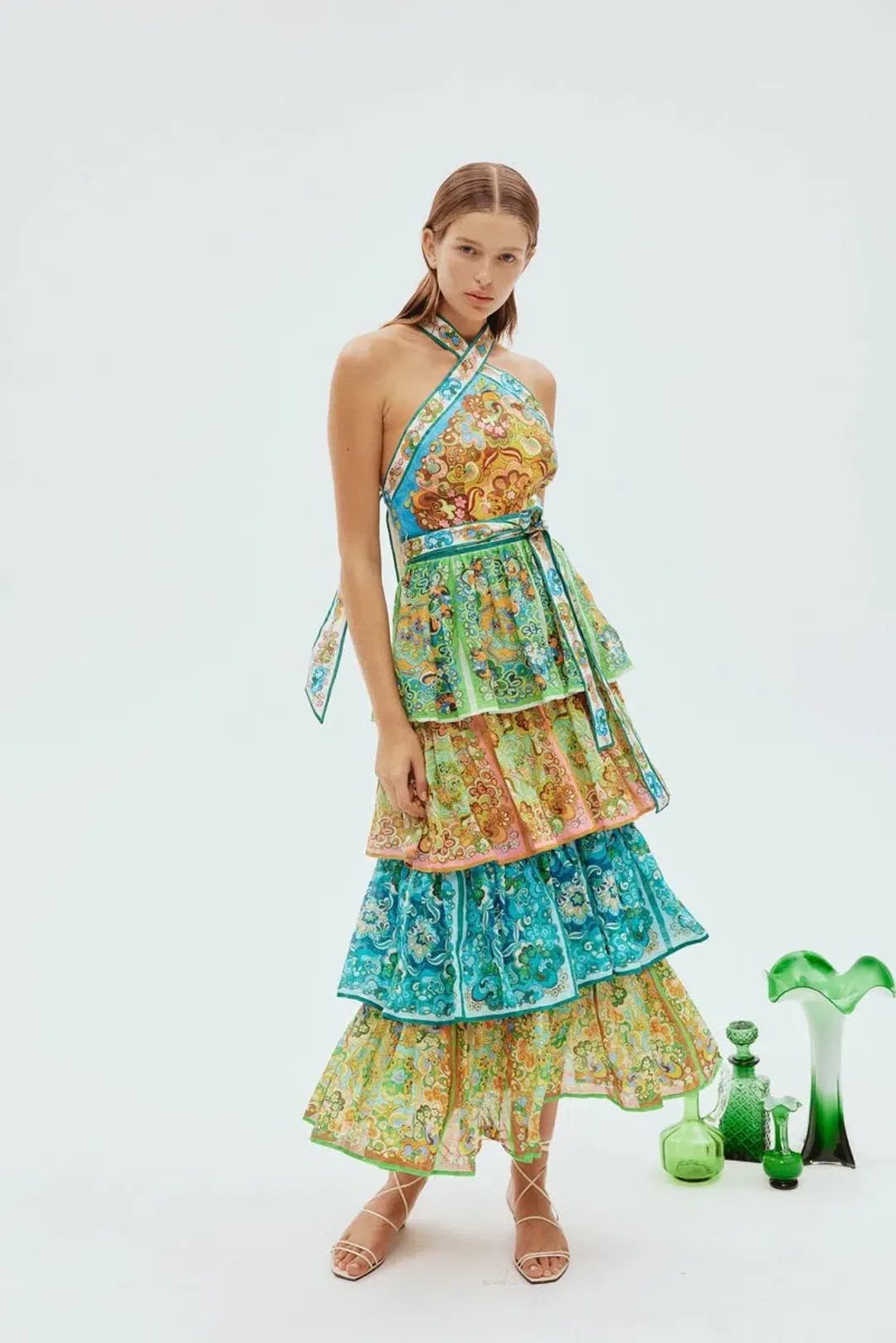 Alemais Dreamer Halter Tier Dress Multi Size 12 for rent on The Volte - main image