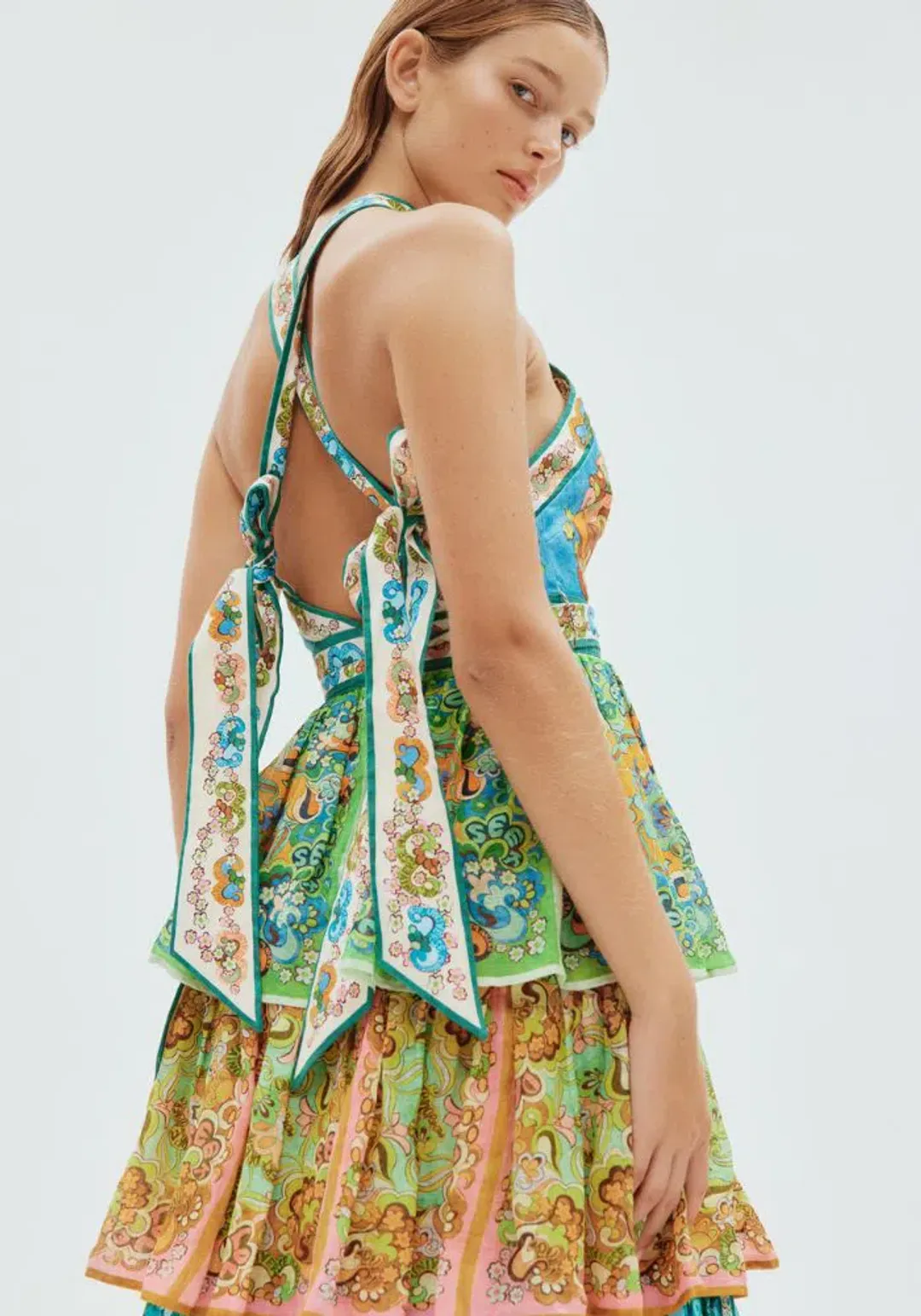 Alemais Dreamer Halter Tier Dress Multi Size 12 for rent on The Volte - main image