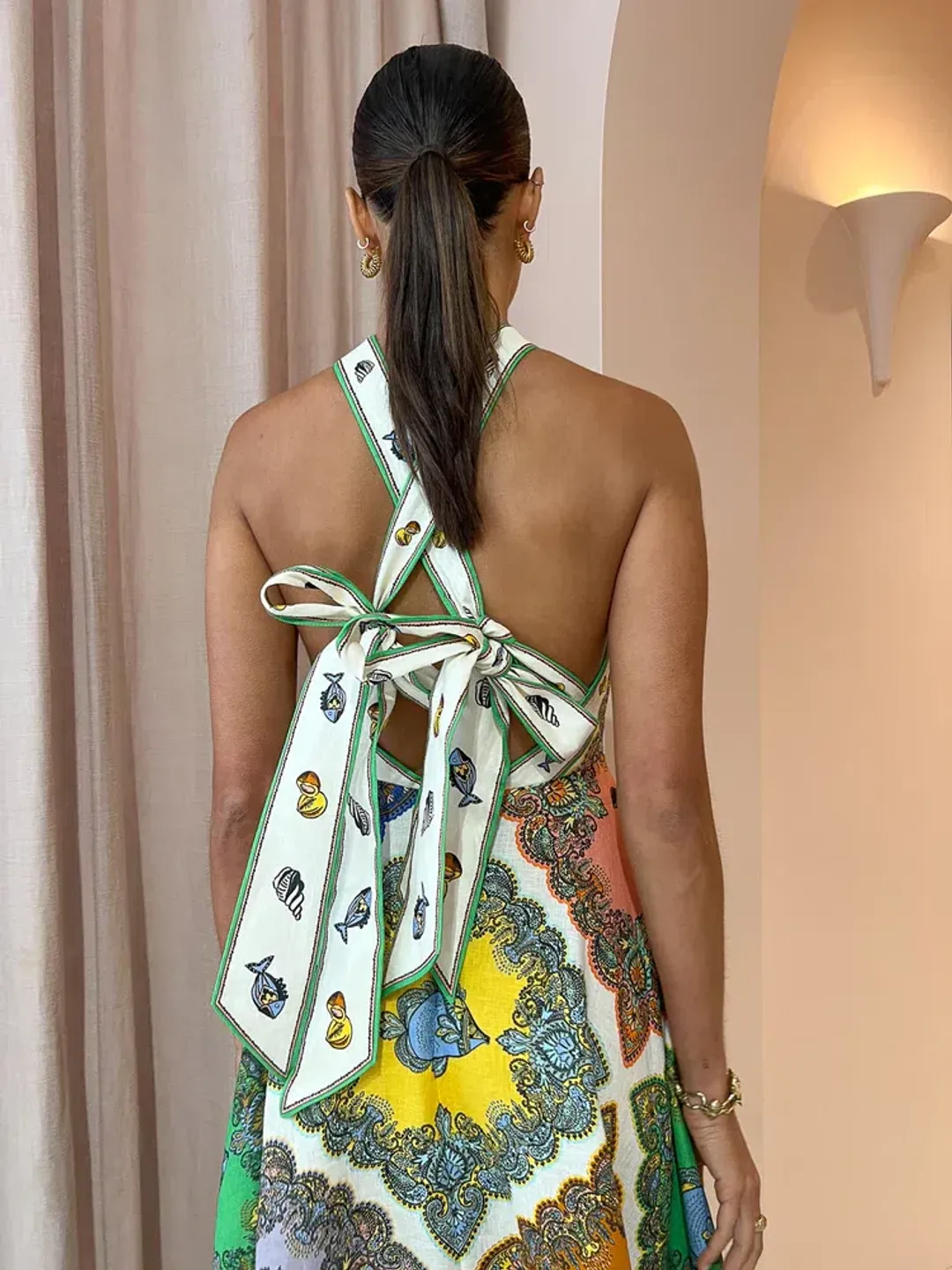 Alemais Trippy Troppo Halter Midi Dress Multi Size 10 for rent on The Volte - main image