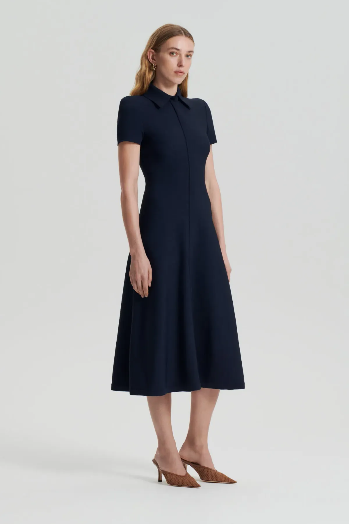Scanlan Theodore Crepe Knit Zip Shirt Dress in Navy Size M / AU 10 - Image 1