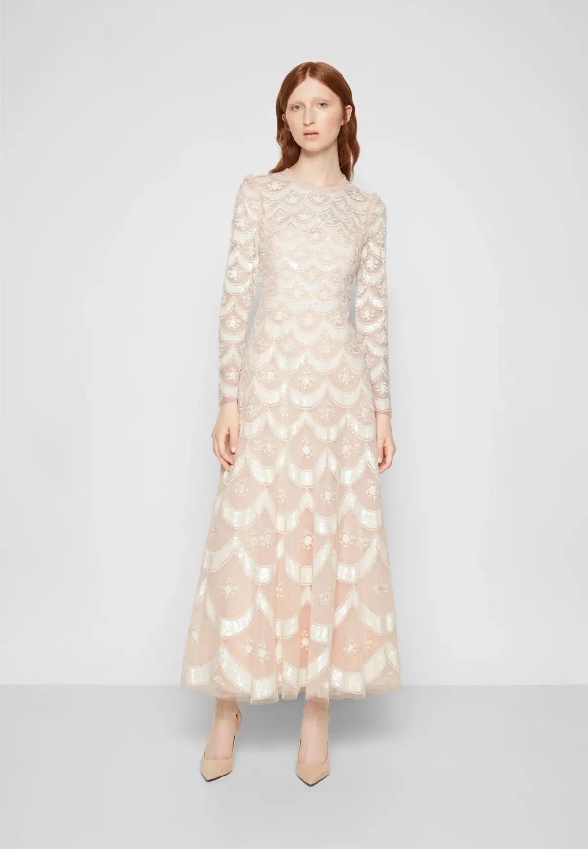 Needle and Thread Fifi Long Sleeve Ankle Gown Champagne Size 10 - Image 1