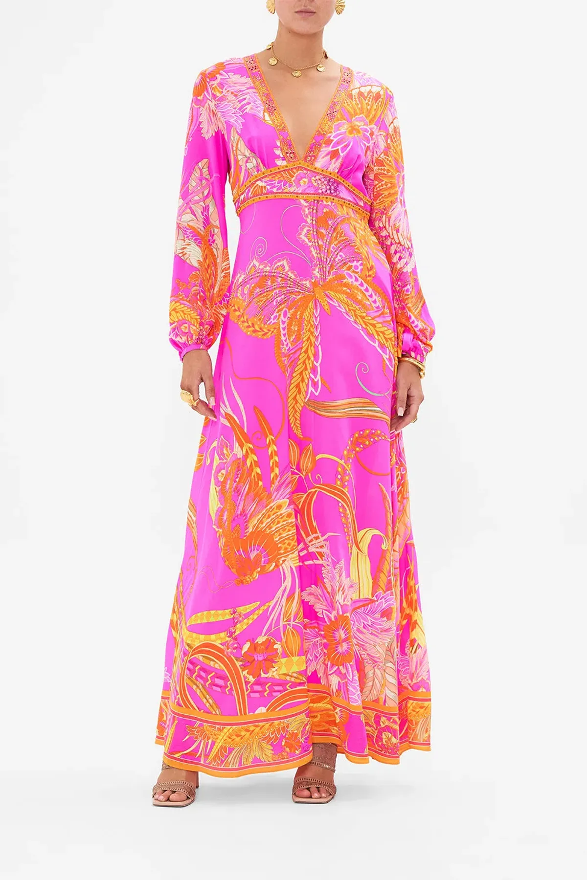 Camilla A Heart That Flutters Plunge Dress Pink Print Size L / AU 12 - Image 1