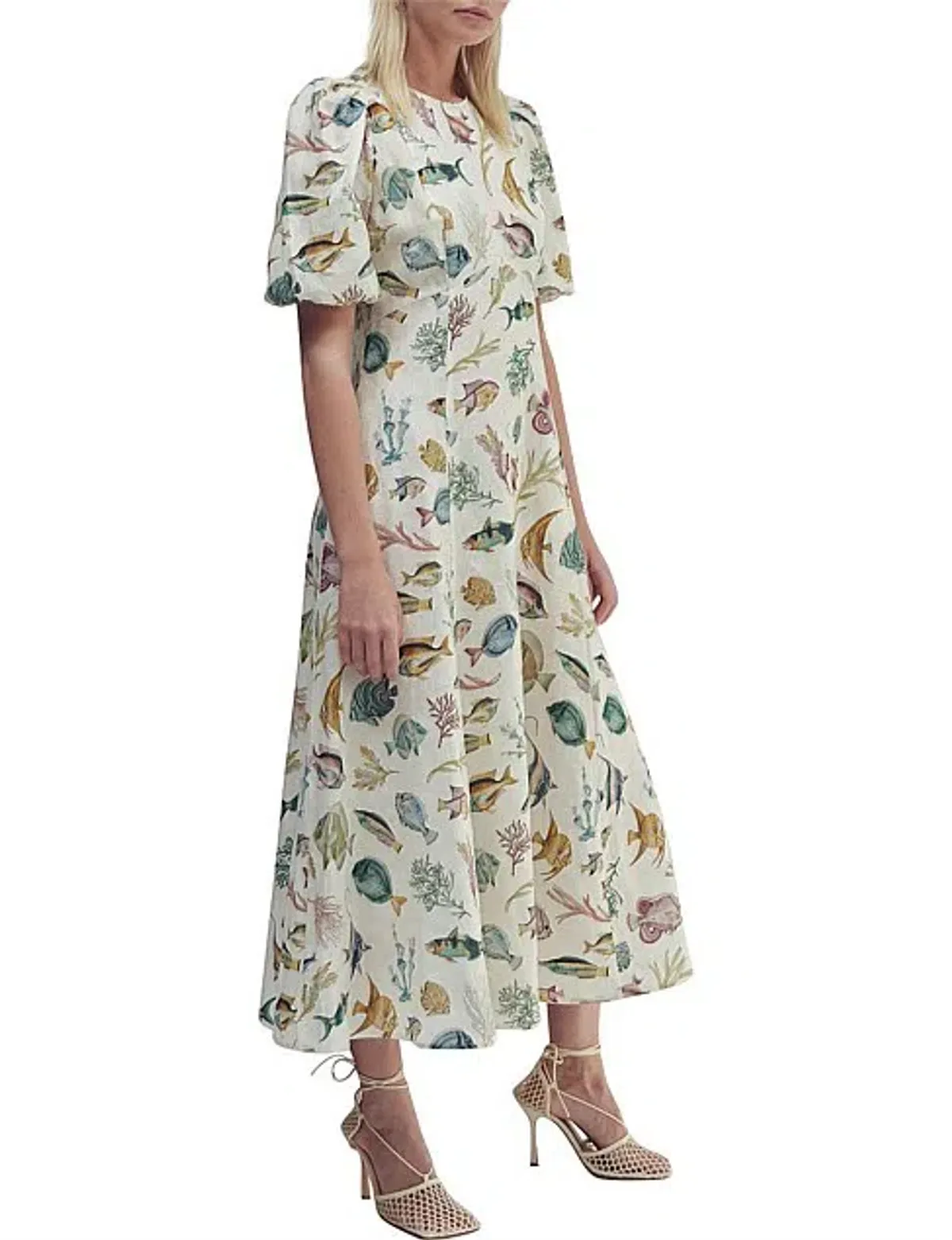 Alemais Wanda Midi Dress Ivory/Print Size 10 - Image 3