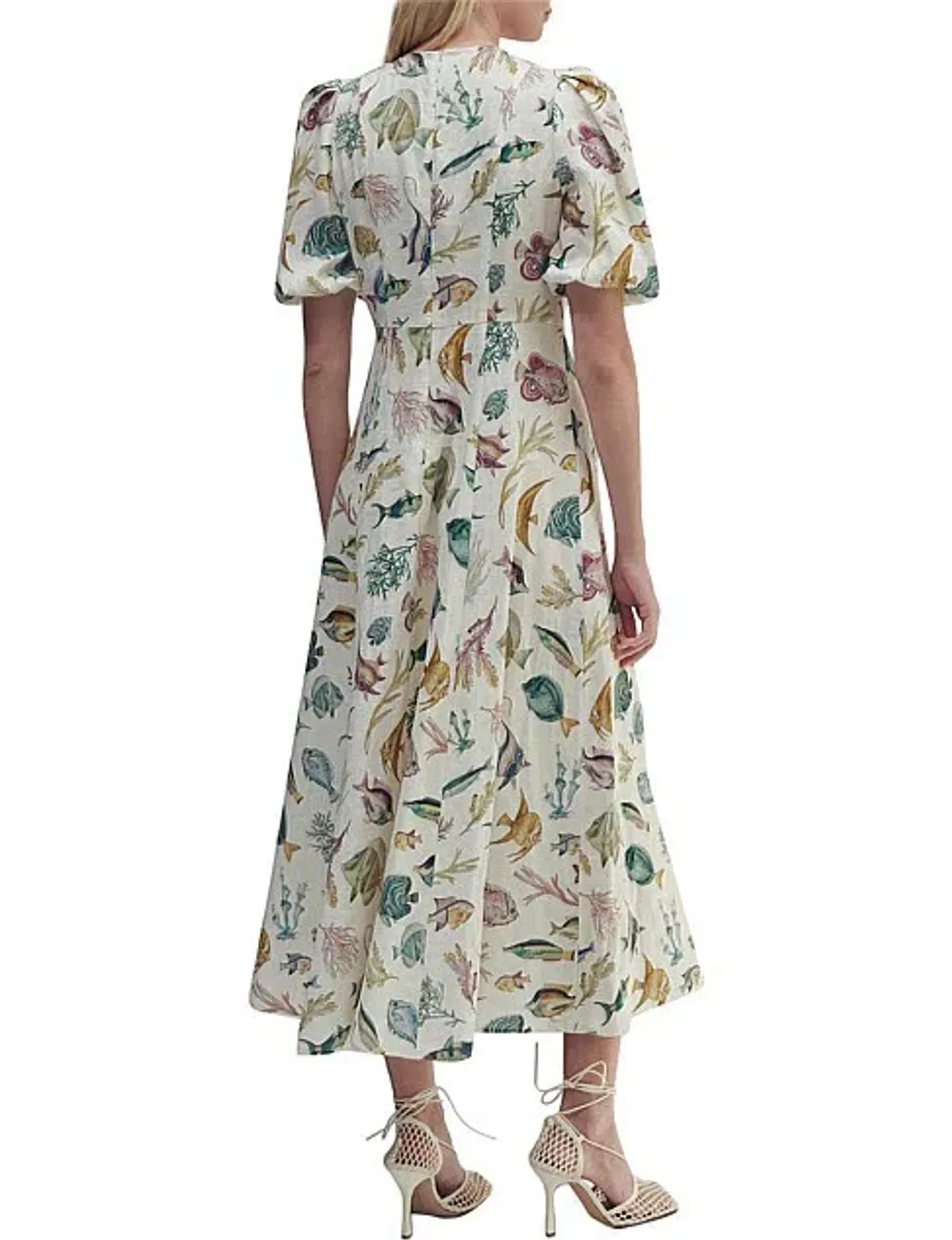 Alemais Wanda Midi Dress Ivory/Print Size 10 - Image 4