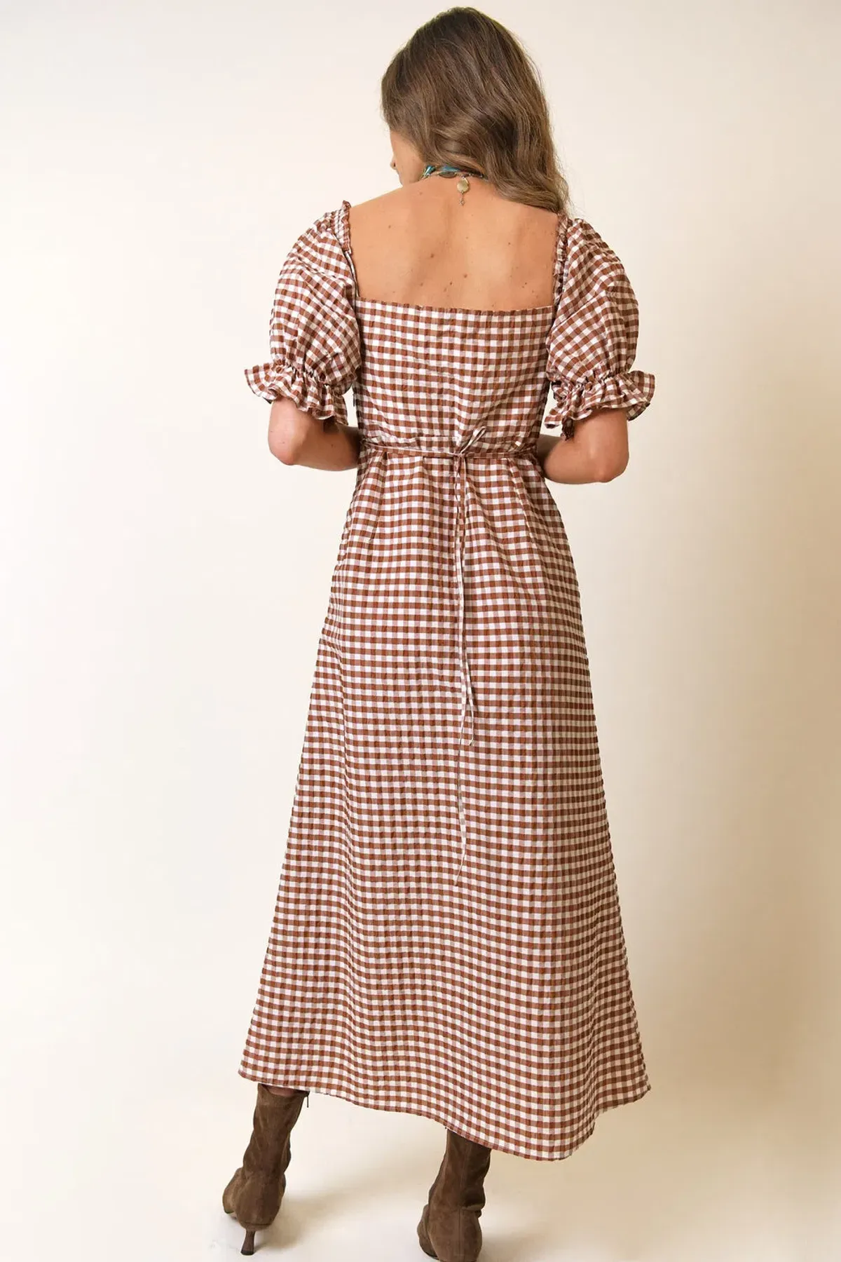 Rixo Montenegro Midi Dress Brown Print Size 12 - Image 4