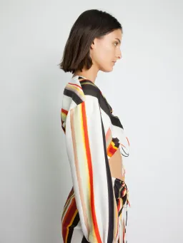 Christopher Esber Ruched Disconnect Striped Shirt Dress Multicolour Size 4 for rent on The Volte - image 3