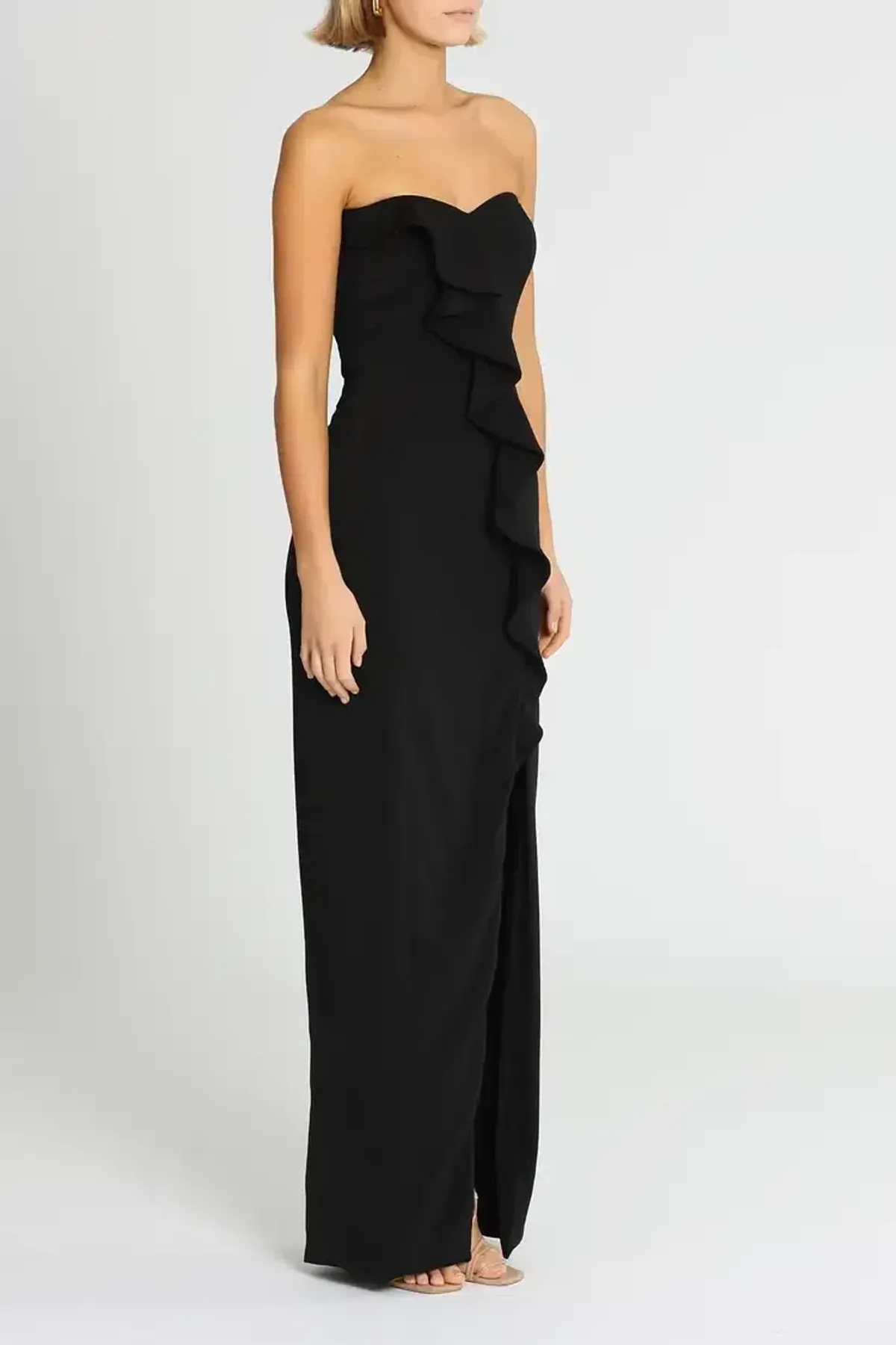 Jay Godfrey Varys Strapless Ruffle in Black Gown Size 8 - Image 2