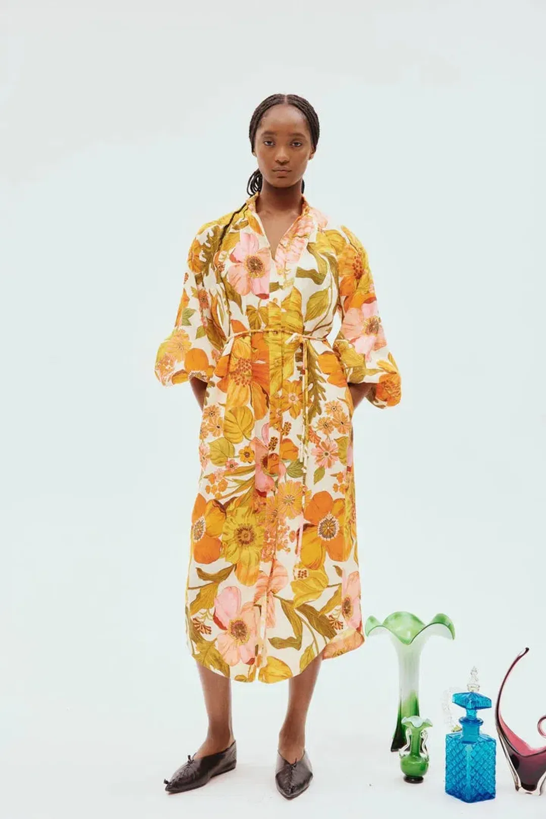 Alemais Silas Shirt Dress Multi Floral Size 12 for rent on The Volte - main image