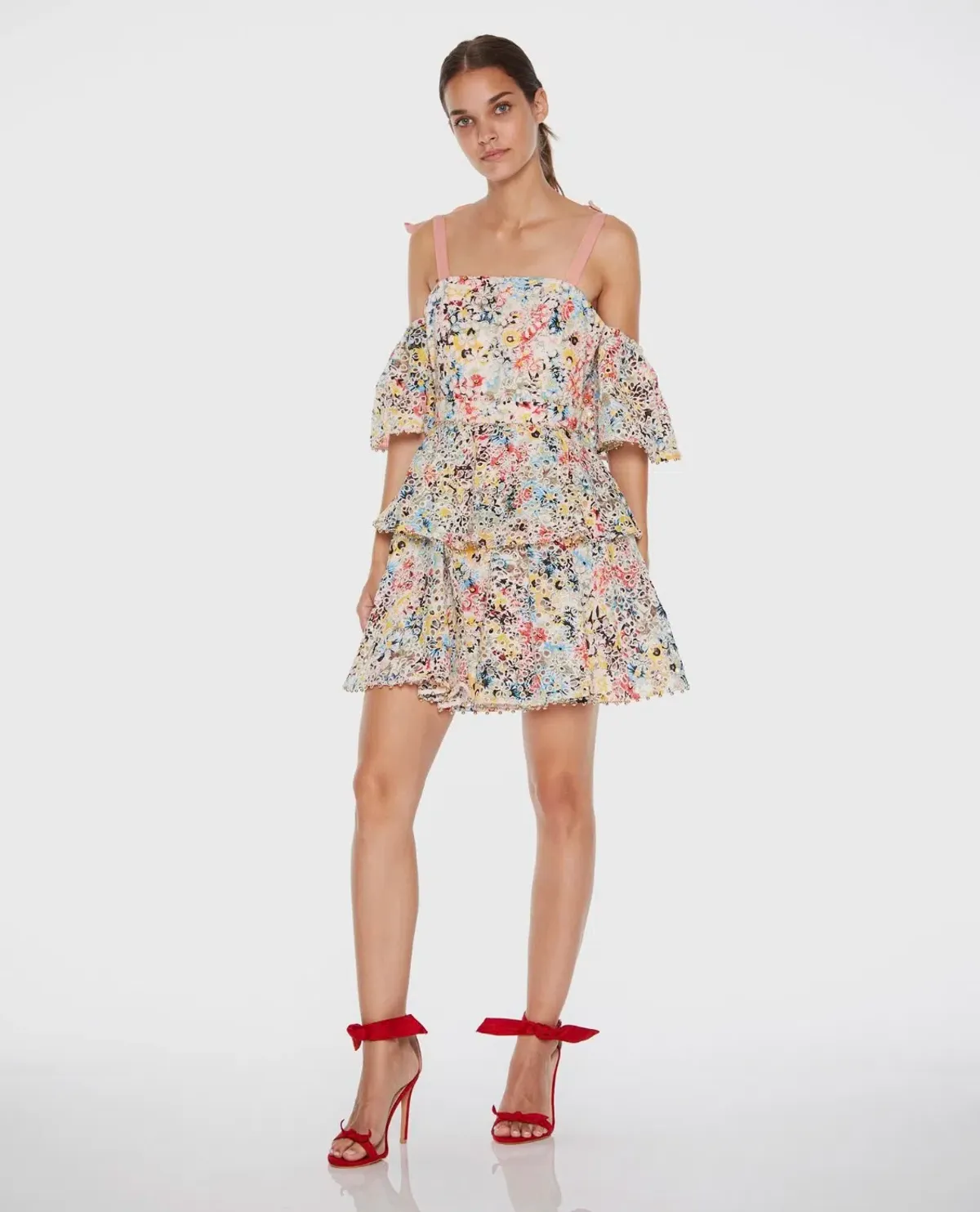 Talulah Bittersweet Flounce Mini Dress Multi Floral Size S / AU 8 for rent on The Volte - main image