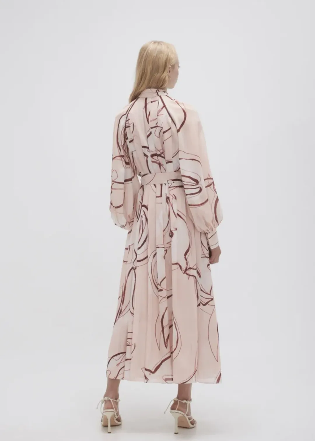 Aje Beatrice Pleated Midi Dress Whimsical Dove Print Size 12 for rent on The Volte - main image