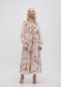Aje Beatrice Pleated Midi Dress Whimsical Dove Print Size 12 for rent on The Volte - image 1