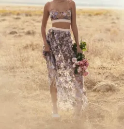 For Love And Lemons Posy Embroidery Crop Top and Maxi Skirt Set Floral Size M / AU 8-10 for rent on The Volte - image 4
