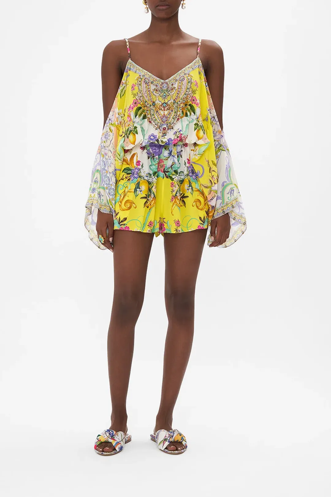 Camilla Franks Drop Shoulder Playsuit Caterina Spritz Yellow Size M / AU 12 for rent on The Volte - main image