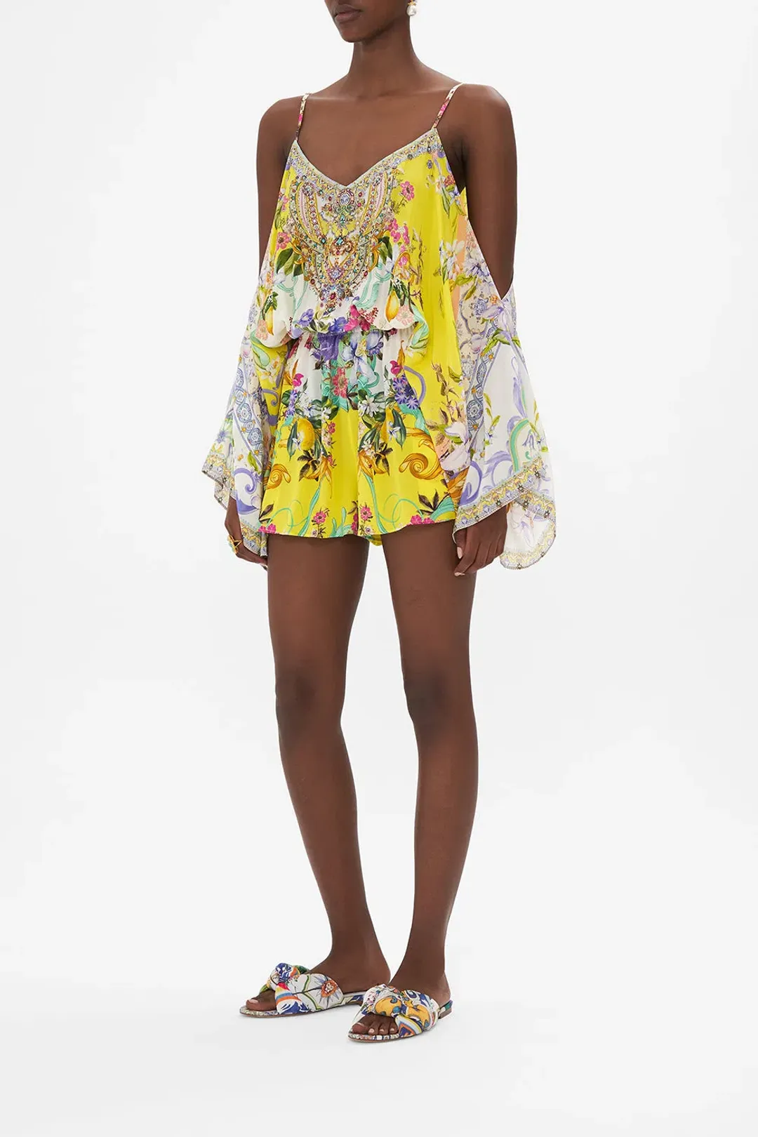 Camilla Franks Drop Shoulder Playsuit Caterina Spritz Yellow Size M / AU 12 for rent on The Volte - main image
