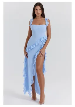 House Of CB Ariela Ruffle Maxi Dress in Soft Blue Size M / AU 10-12 for rent on The Volte - image 1
