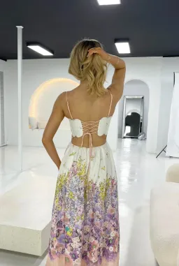 Zimmermann Jude Scallop Midi Dress in Peach Gradient Floral Size 1 /Au 10 for rent on The Volte - image 3