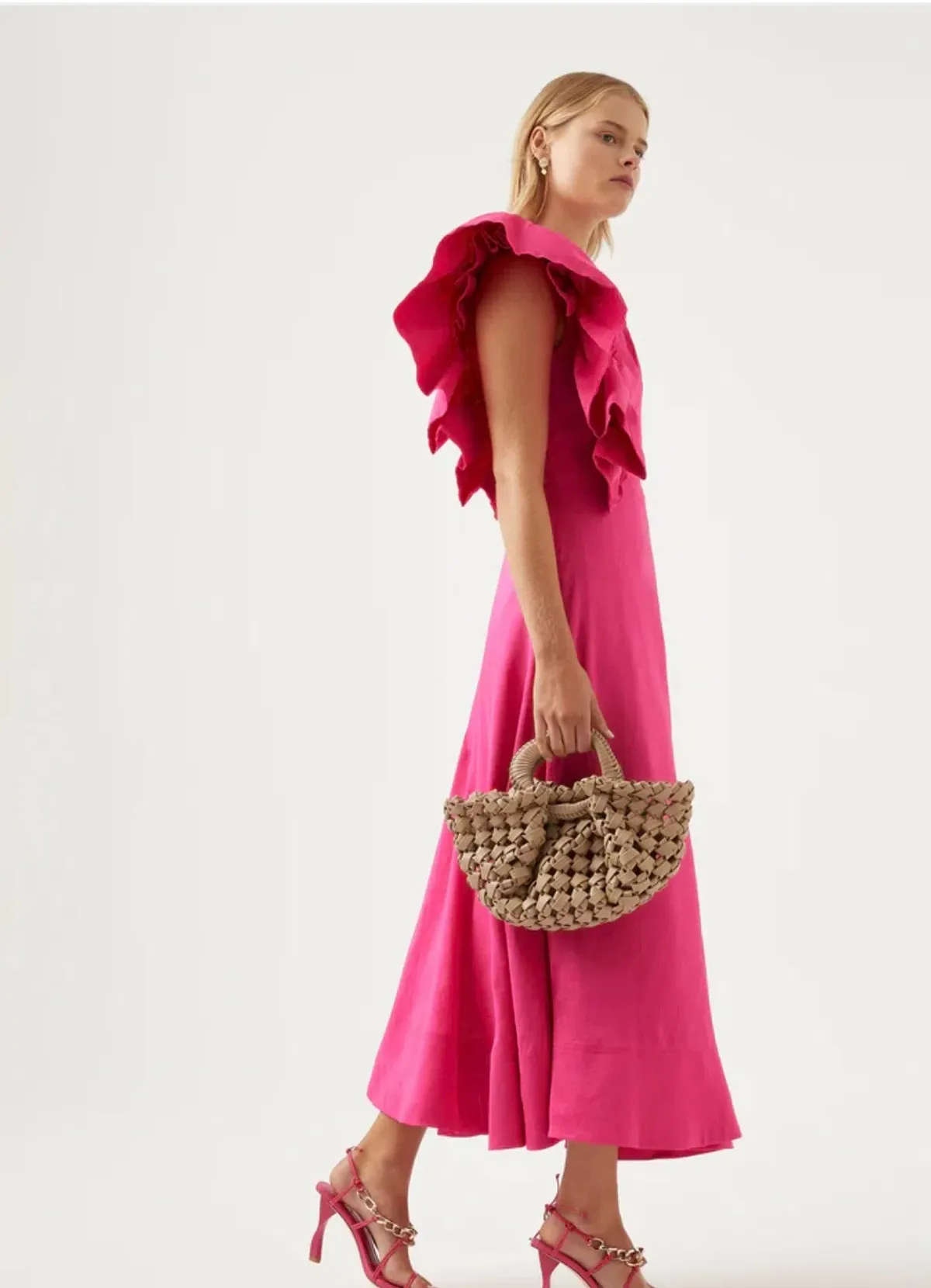 Aje Bonjour Asymmetric Dress in Fuschia Pink Size 14 - Image 2