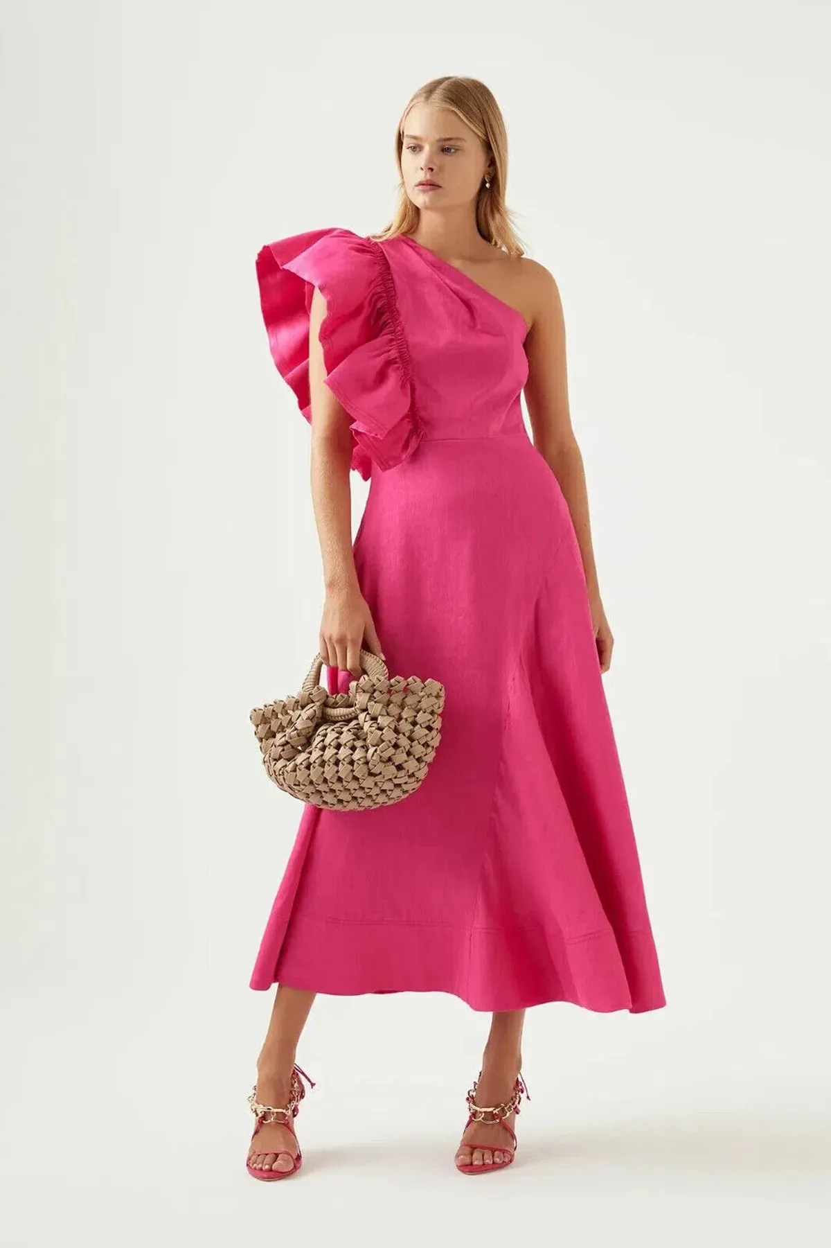 Aje Bonjour Asymmetric Dress in Fuschia Pink Size 14 - Image 1