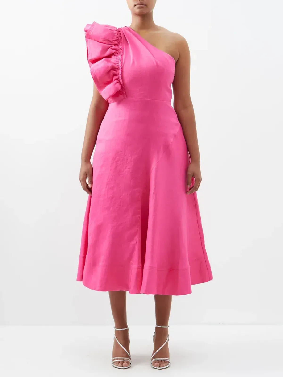 Aje Bonjour Asymmetric Dress in Fuschia Pink Size 14 - Image 4
