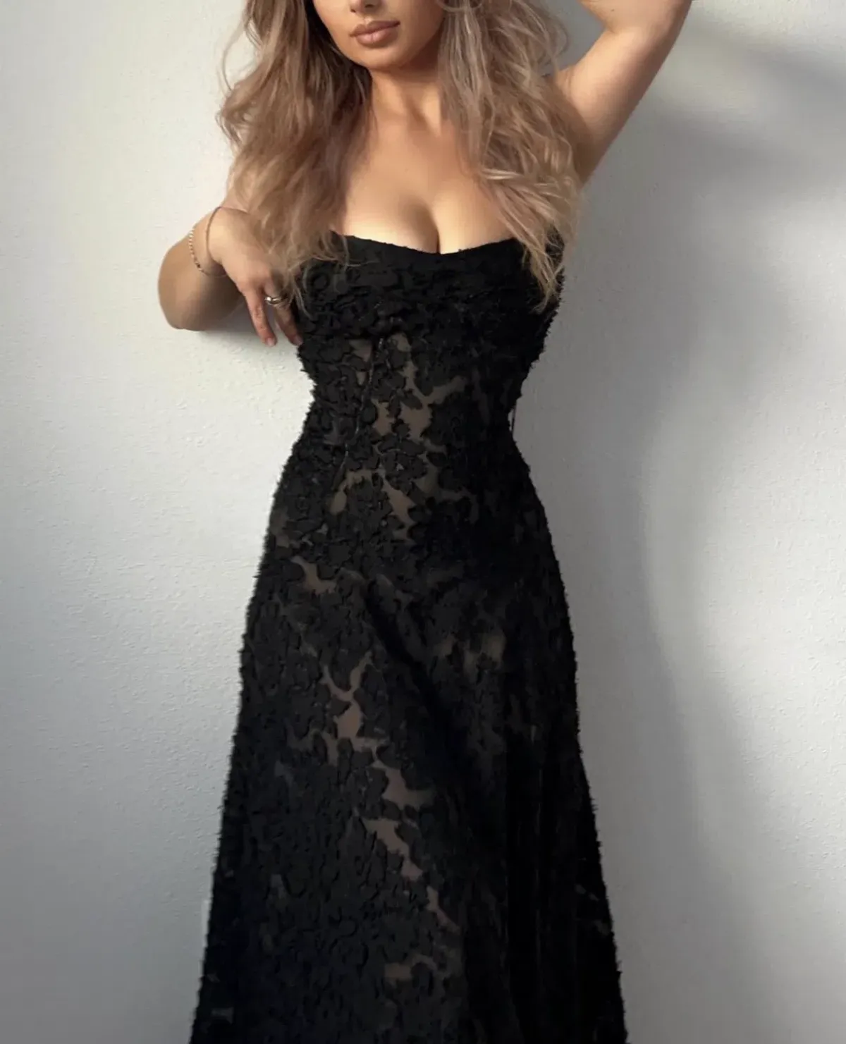 House Of Cb Seren Floral Sheer Lace Back Maxi Dress Black Size S / Au 8 - Image 2
