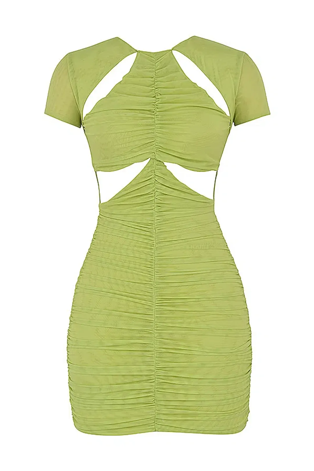 House Of CB Gathered Mesh Cutout Mini Dress Lime Size 10 for rent on The Volte - main image