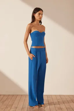 Shona Joy Irene Strapless Corded Bustier and Low Rise Slouch Pants Cobalt Blue Size 10 for rent on The Volte - image 2