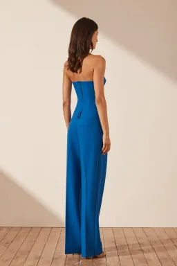 Shona Joy Irene Strapless Corded Bustier and Low Rise Slouch Pants Cobalt Blue Size 10 for rent on The Volte - image 3